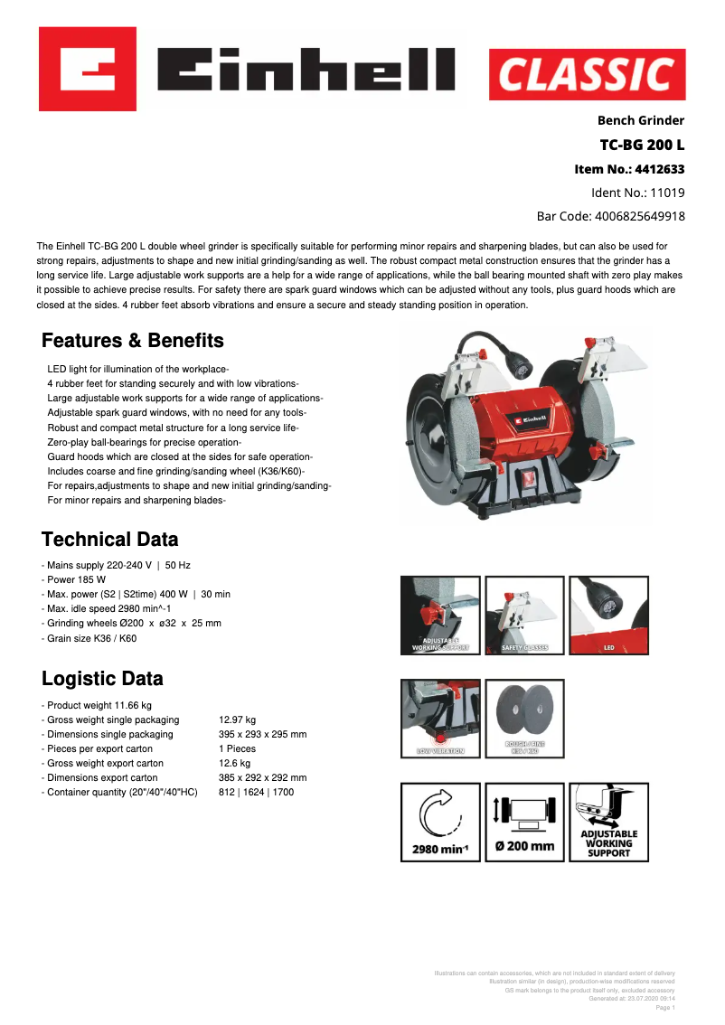 First page image of the manual for TC-BG 200 L
