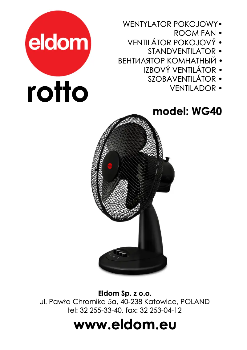 Page 1 of the manual User Manual Eldom ROTTO BIAŁY WG40