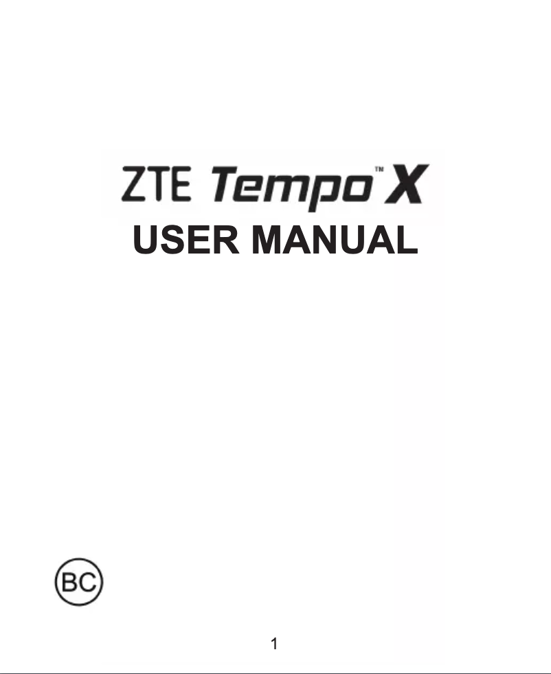 Page 1 of the manual User Manual ZTE Tempo X