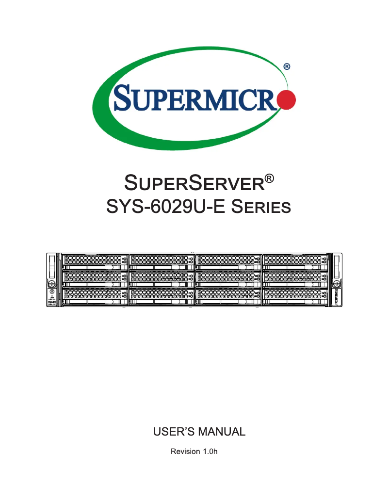 First page image of the manual for SuperServer 6029U-E1CR25M