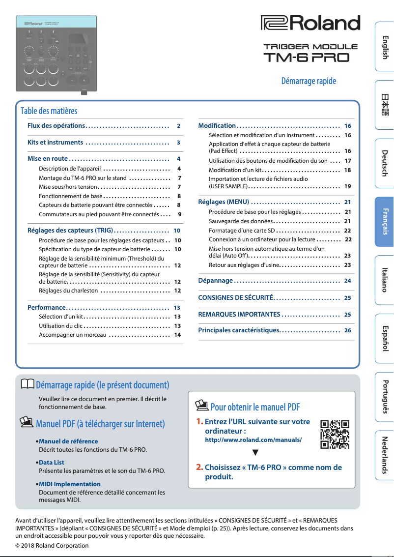 First page image of the manual for TM-6 Pro