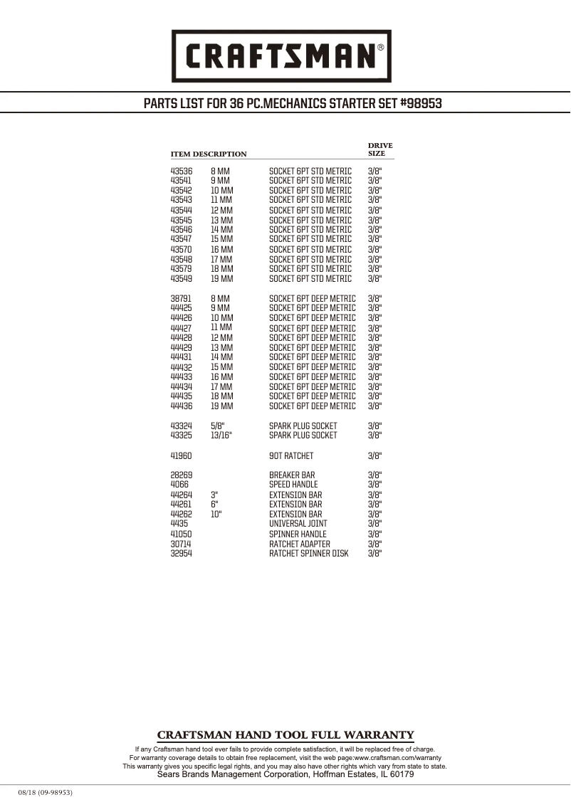 Page 1 of the manual User Manual Craftsman 70791