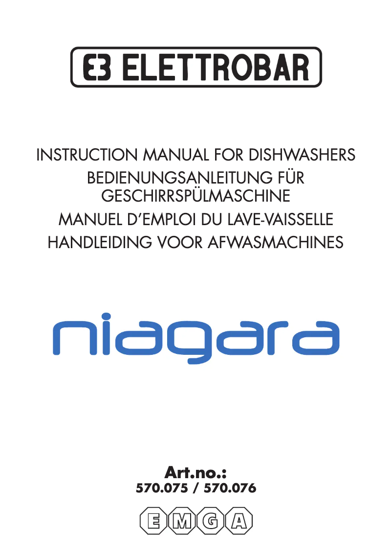 Page 1 of the manual User Manual Elettrobar Niagara 570076