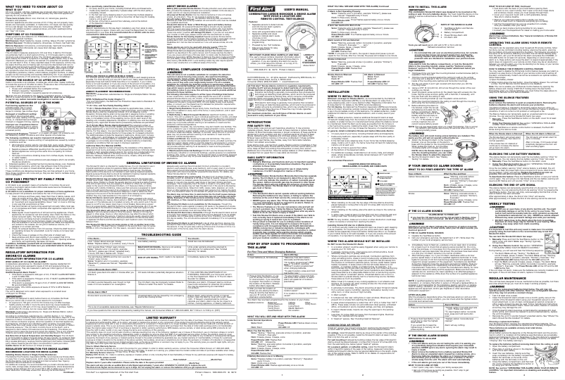 Page 1 of the manual User Manual First Alert SC07
