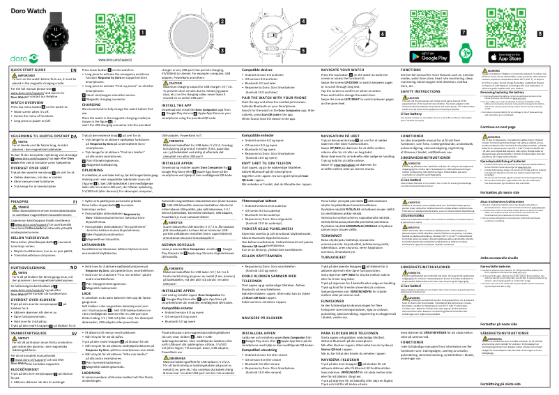 Page 1 de la notice Guide de démarrage rapide Doro Watch