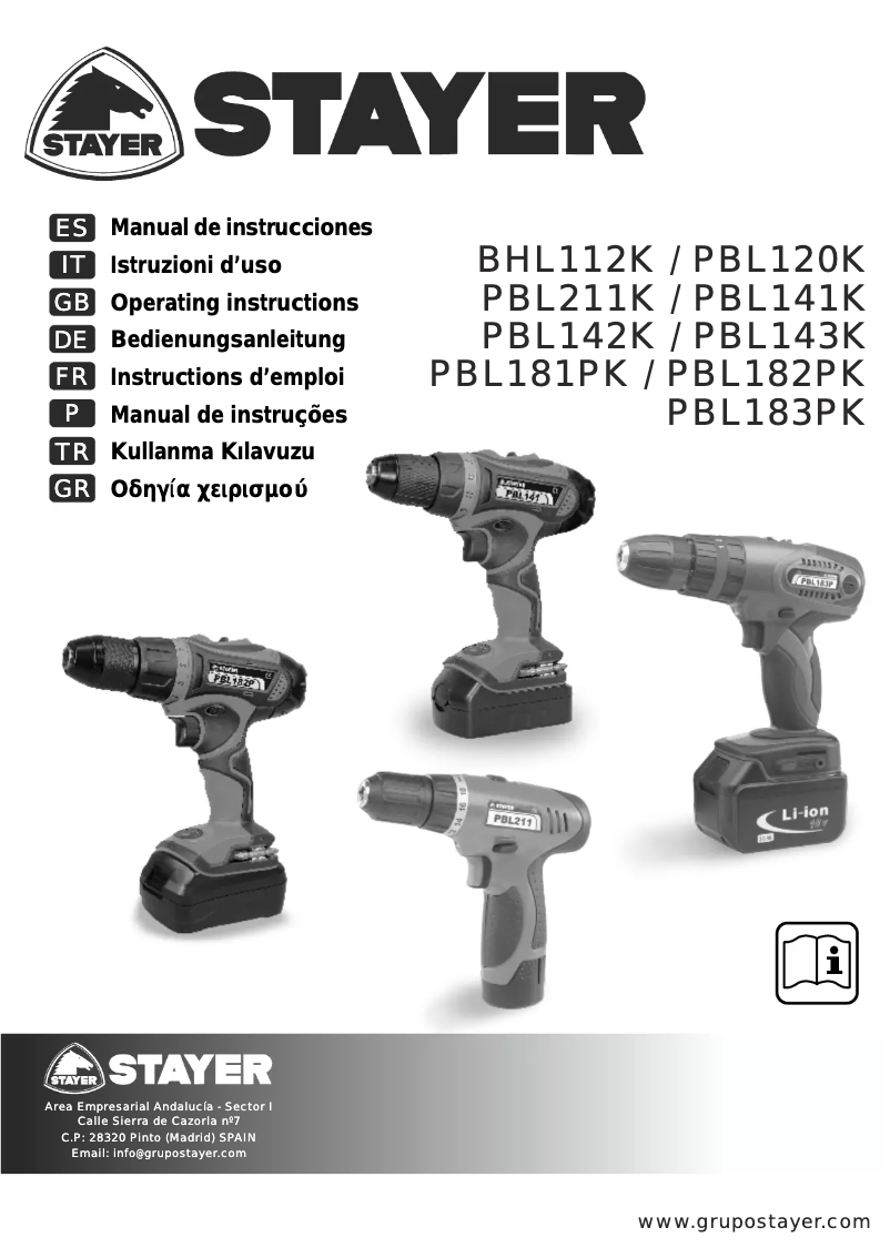 Page 1 of the manual User Manual Stayer PBL120K