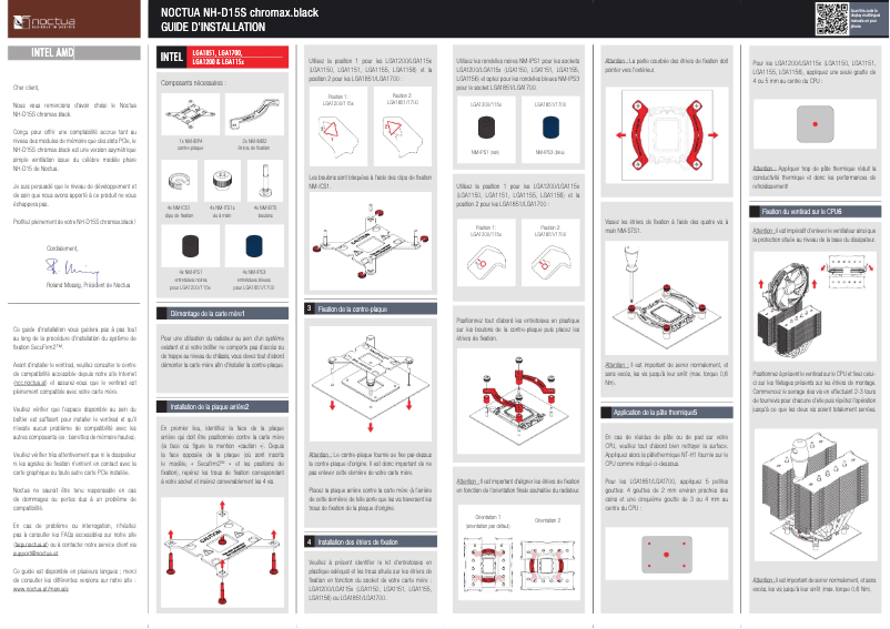 Page 1 de la notice Manuel utilisateur Noctua NH-D15S chromax.black