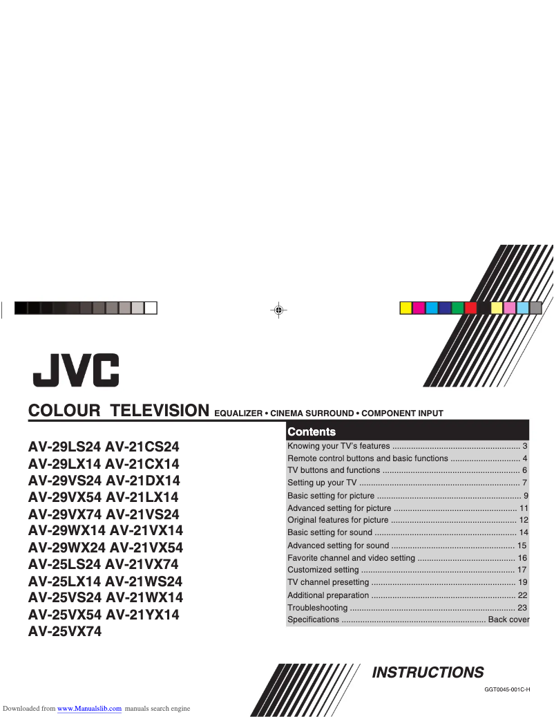 Page 1 of the manual User Manual JVC AV-25VX74