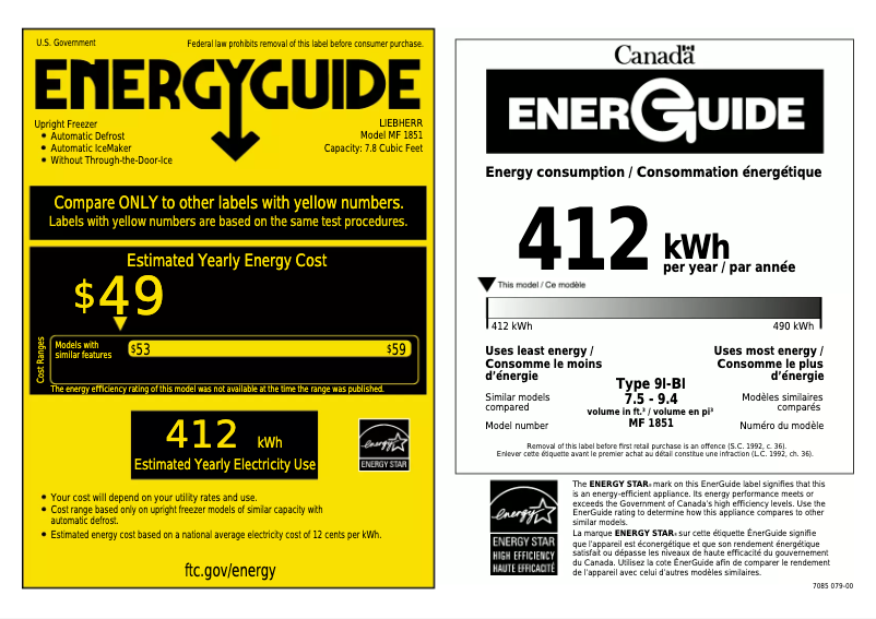 Page 1 of the manual Energy Label Liebherr Monolith MF 1851