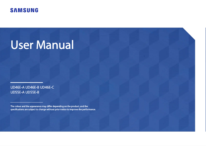 First page image of the manual for LH55UDEBLBB