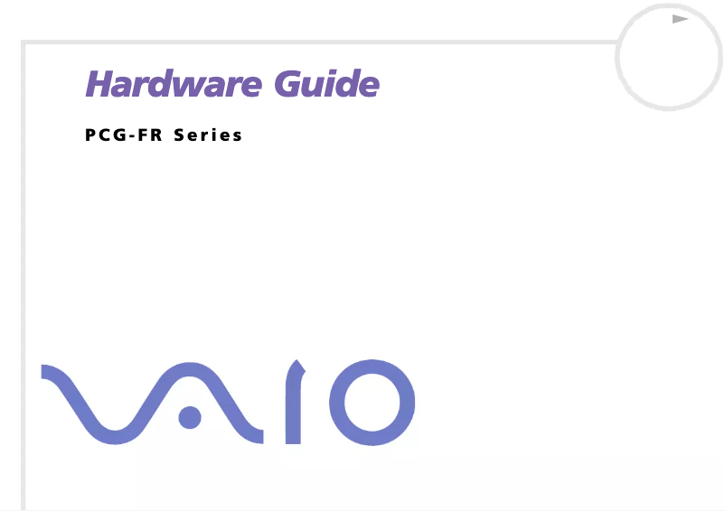 First page image of the manual for Vaio PCG-FR285M