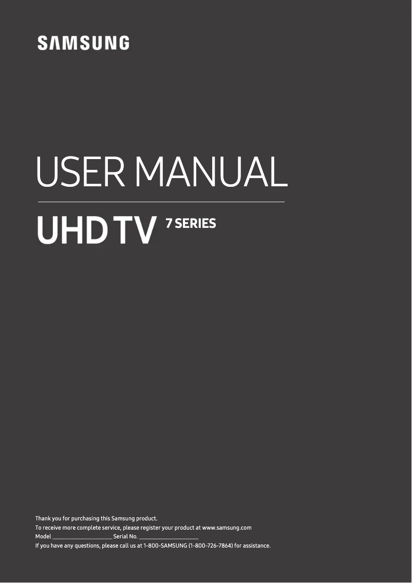First page image of the manual for UN75NU7200F