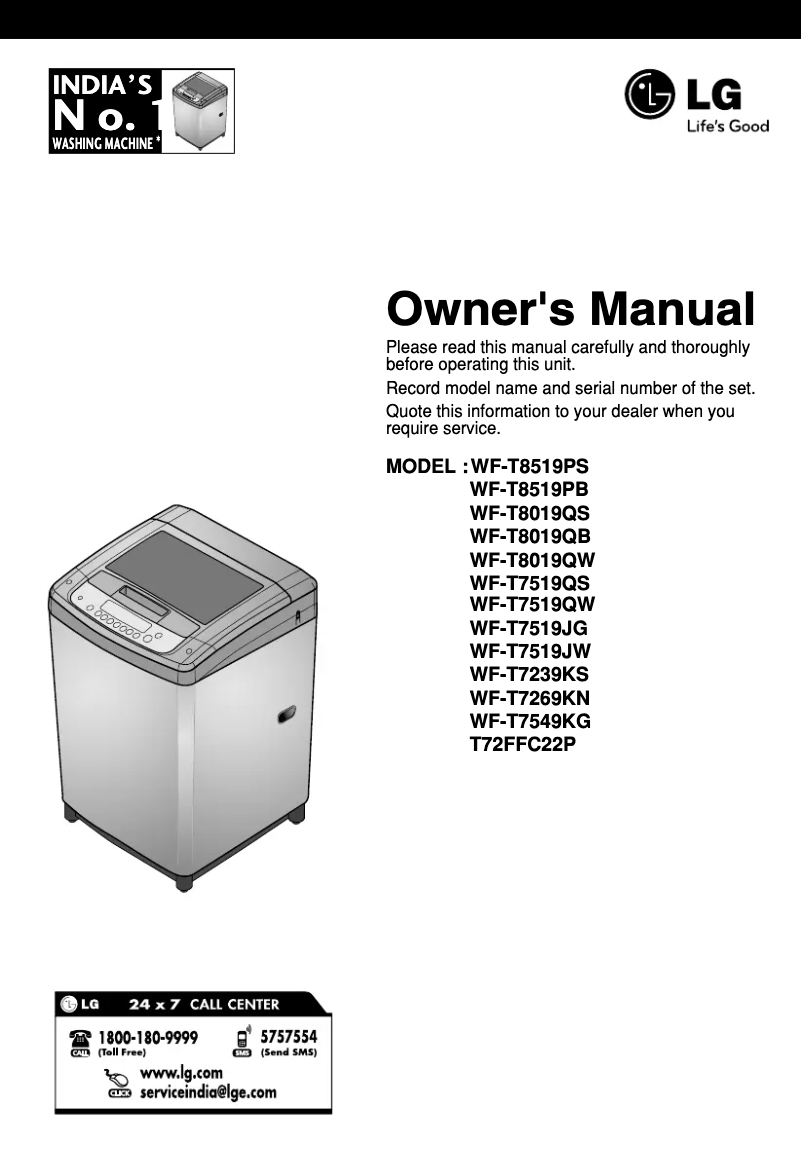 First page image of the manual for T72FFC22P