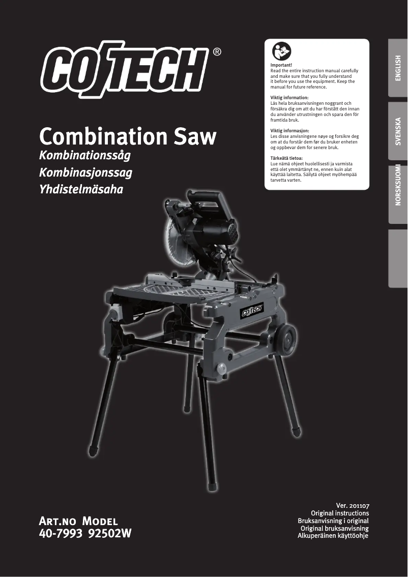 First page image of the manual for 92502W