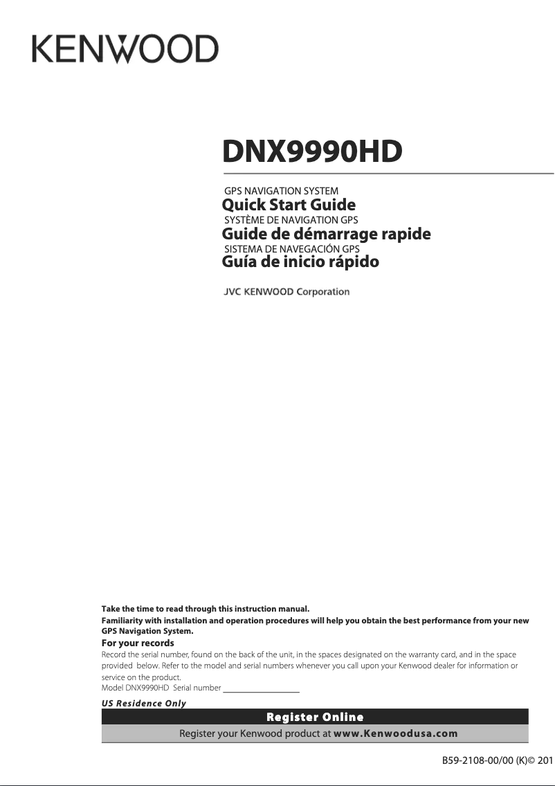 First page image of the manual for DNX9990HD