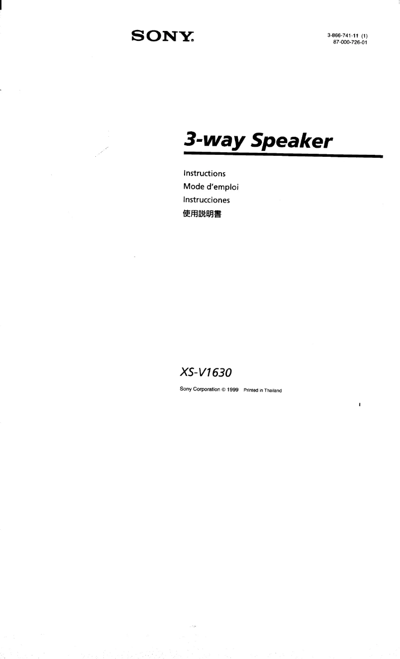 Page 1 of the manual User Manual Sony XS-V1630