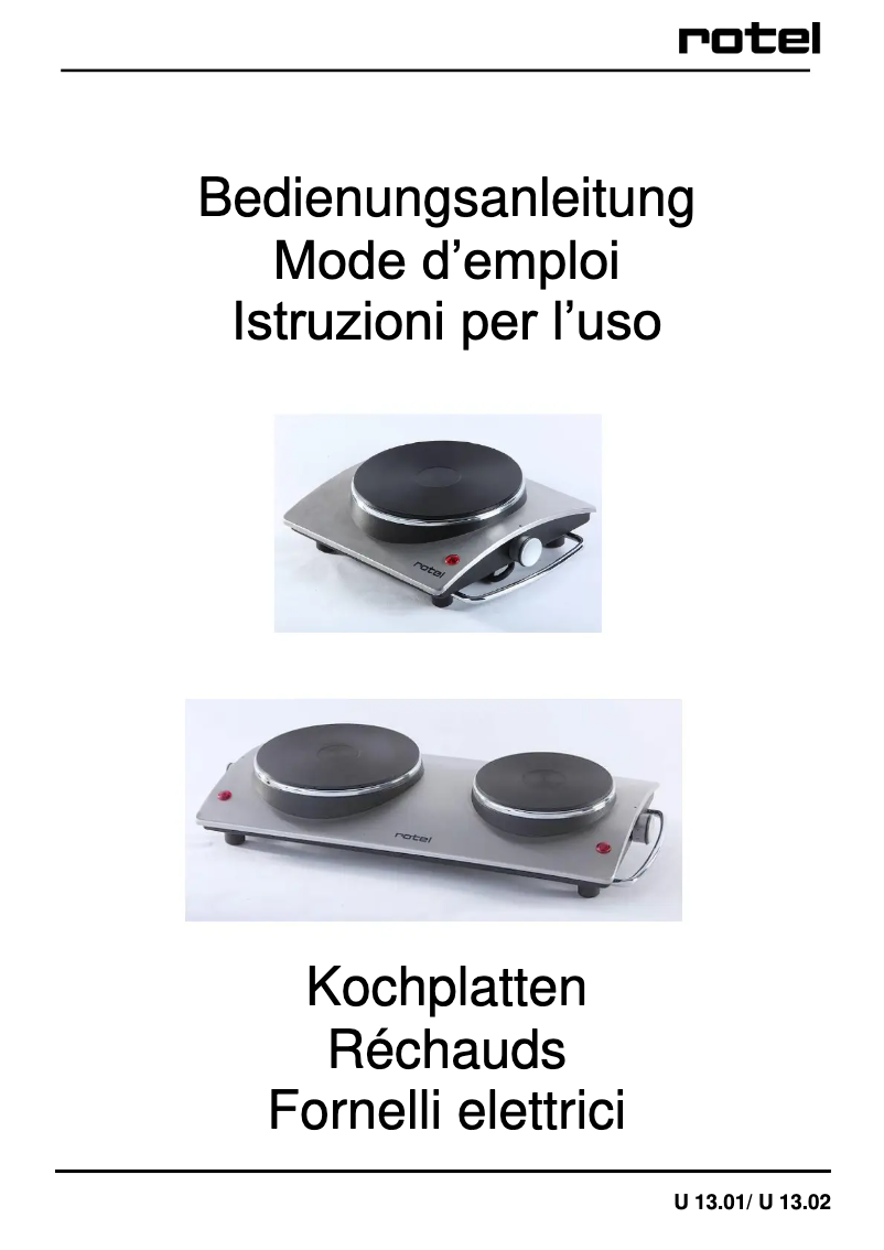 Page 1 of the manual User Manual Rotel U 13.01CH