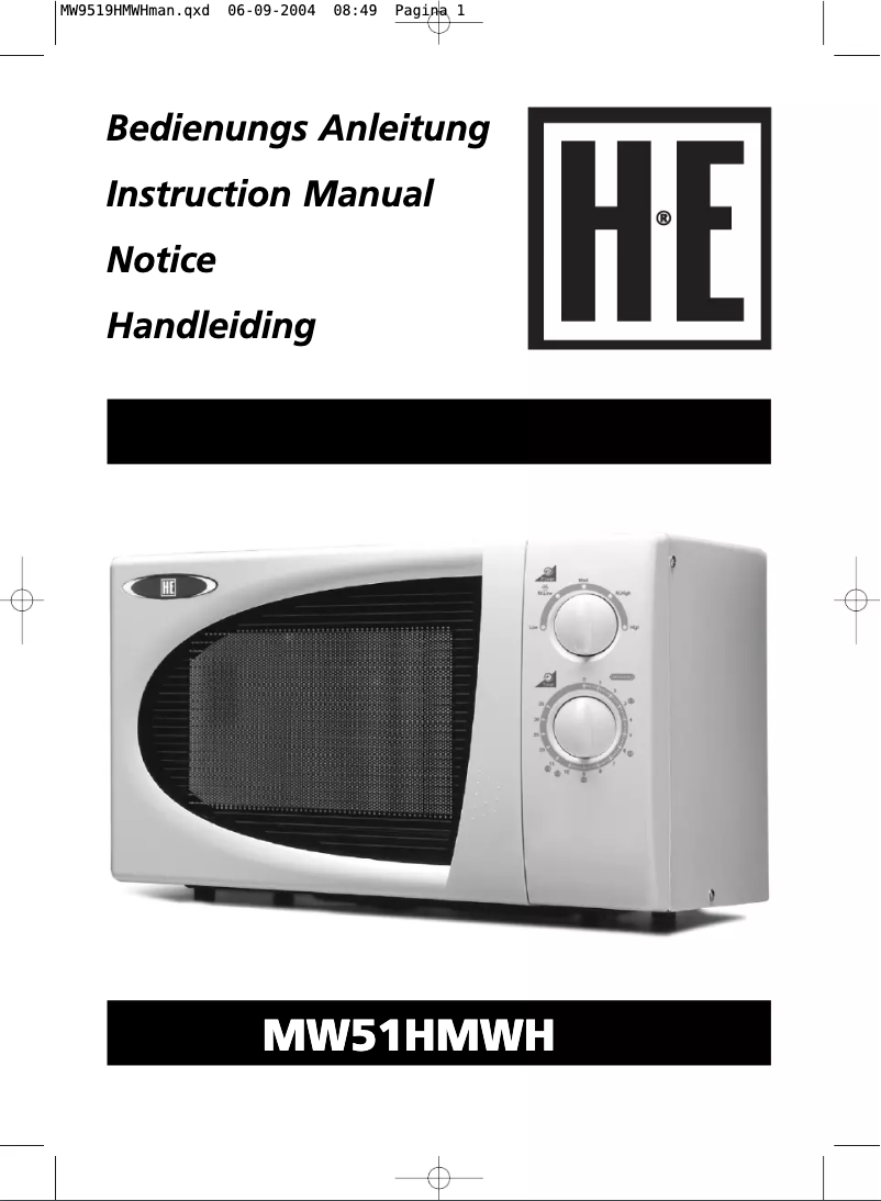 First page image of the manual for MW9519HMWH