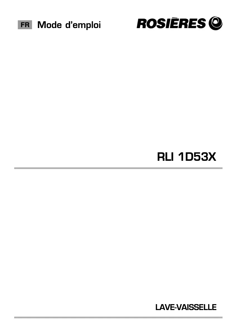 First page image of the manual for RLI 1D53X