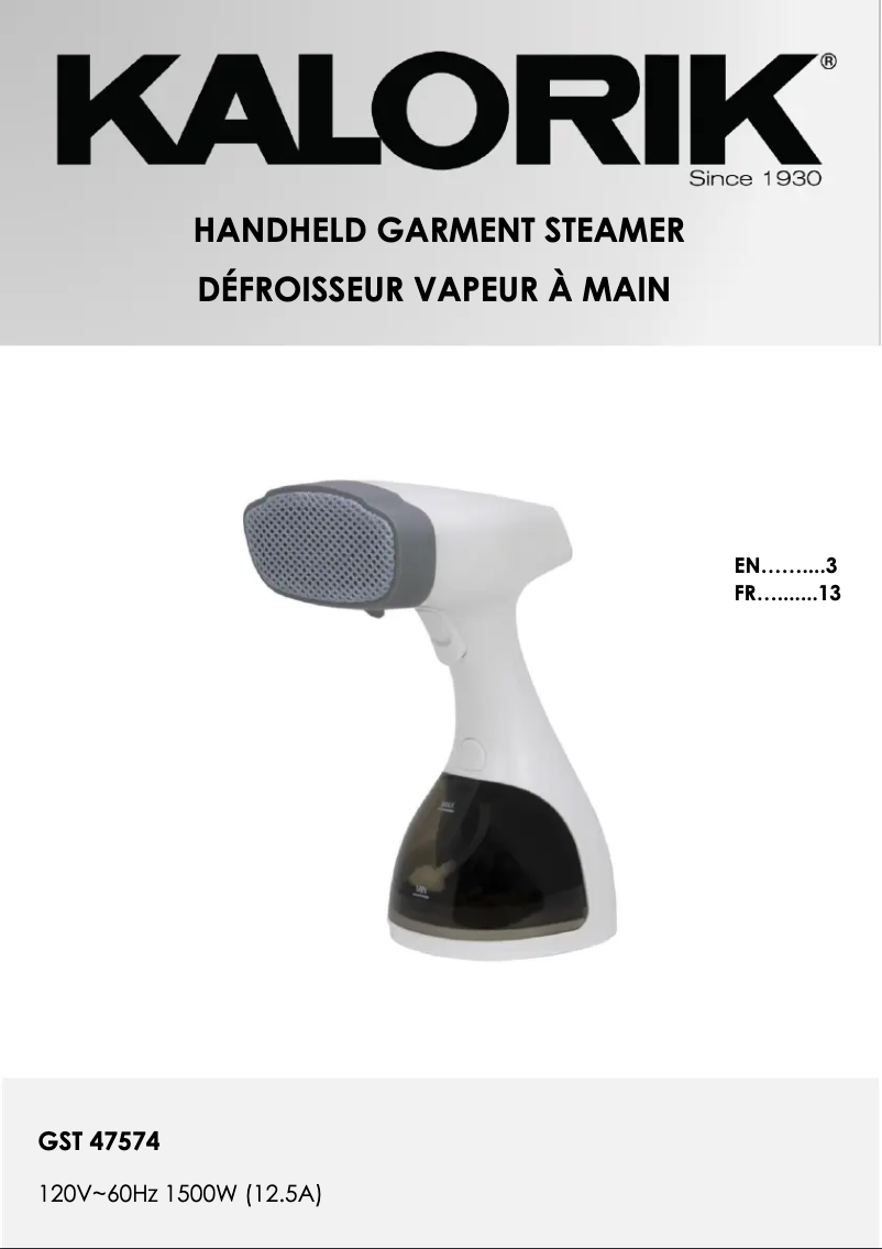 First page image of the manual for GST 47574