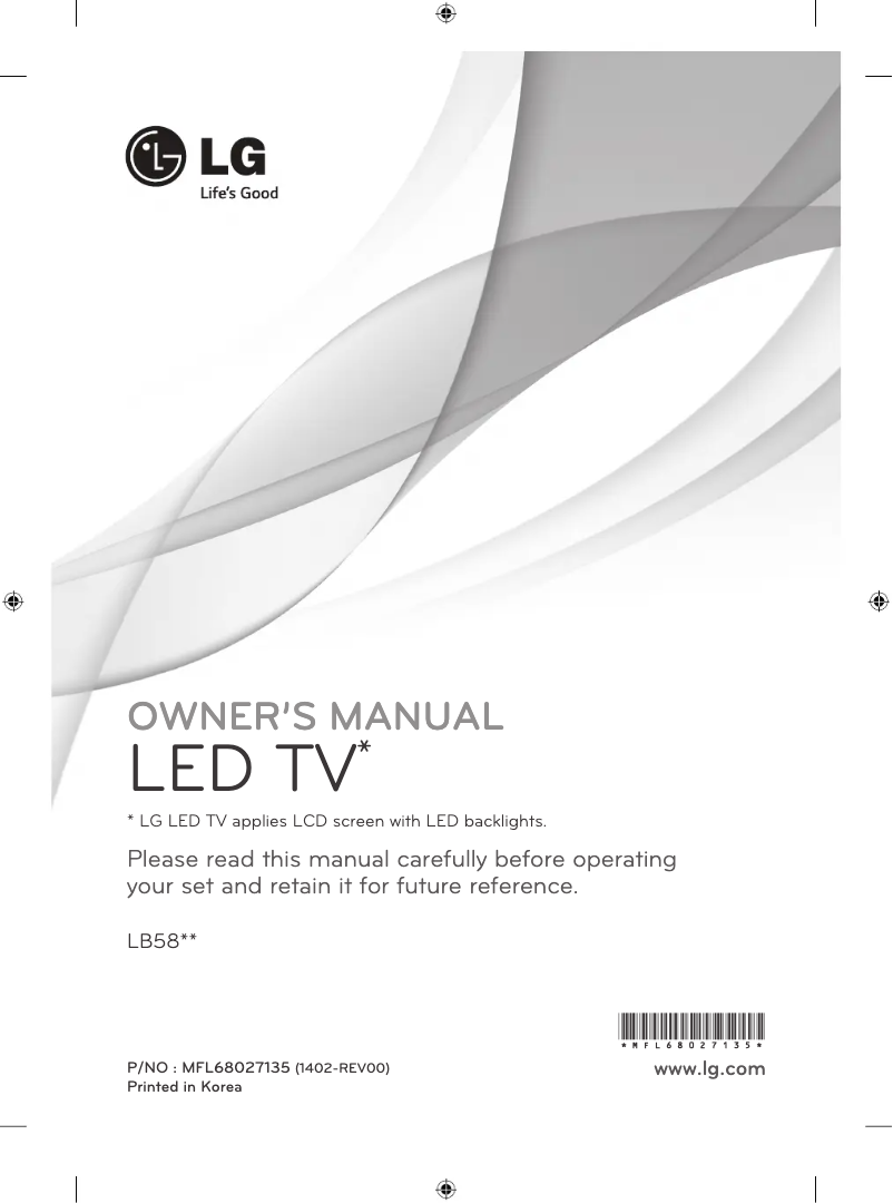 Page 1 of the manual User Manual LG 39LB582Y
