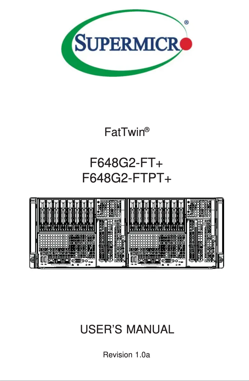 First page image of the manual for SuperServer F648G2-FTPT+