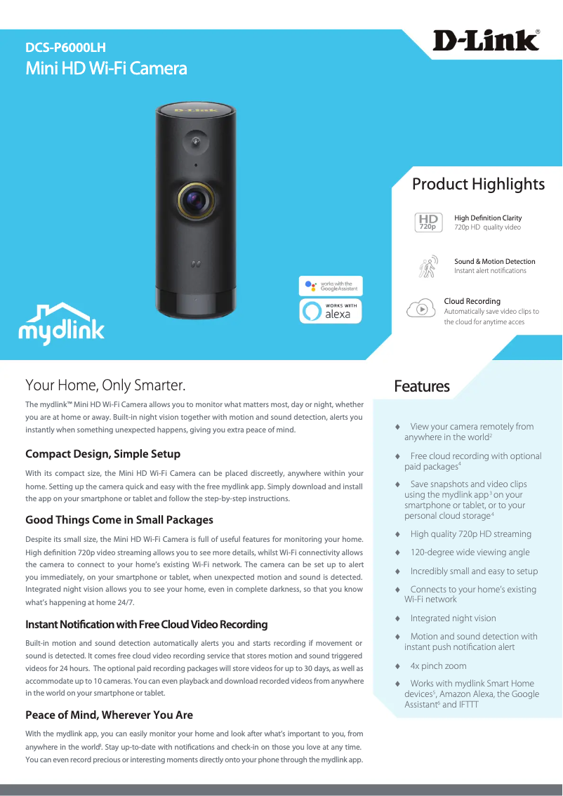 Page 1 of the manual Technical Sheet D-Link DCS-P6000LH