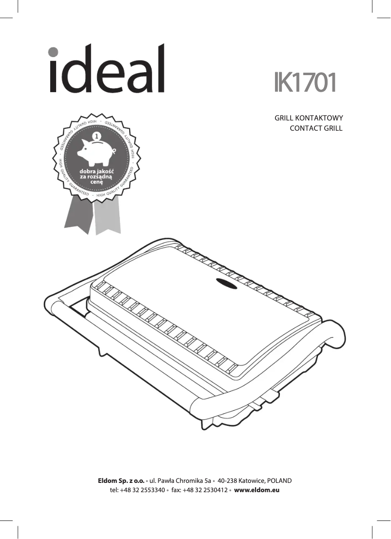 Page 1 of the manual User Manual Eldom IDEAL IK1701