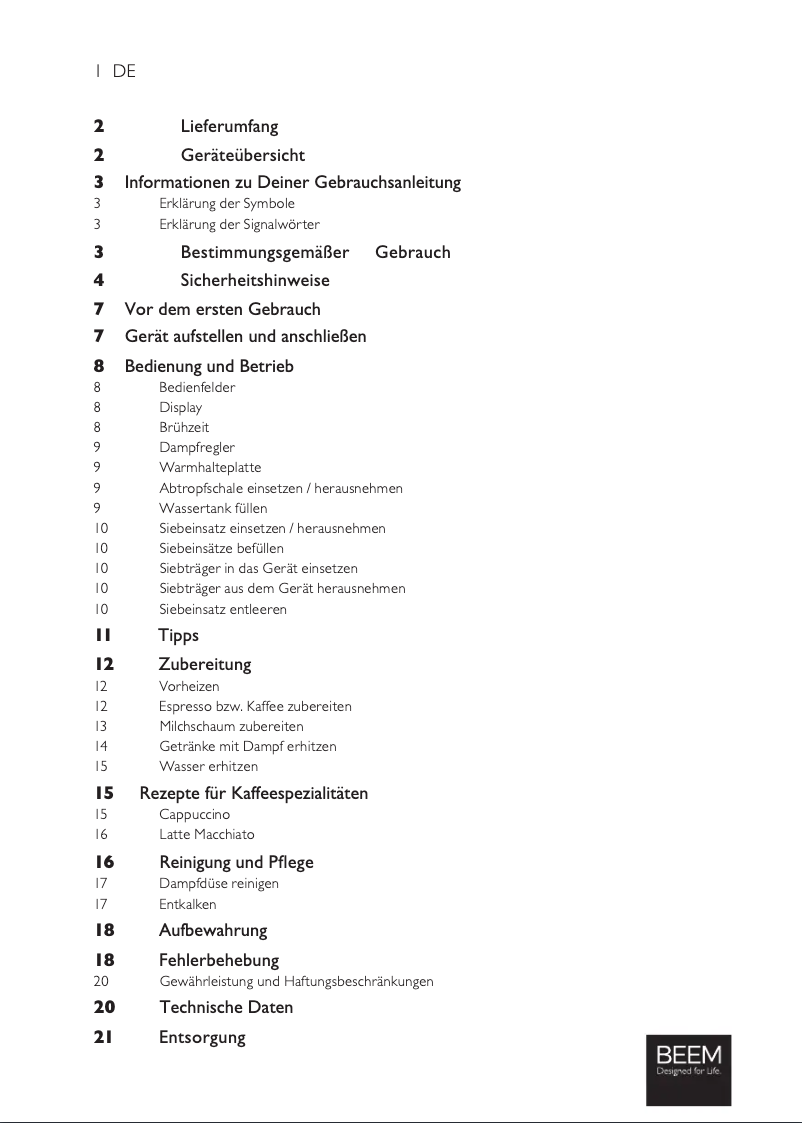 Image de la première page du manuel de l'appareil Espresso Select Touch