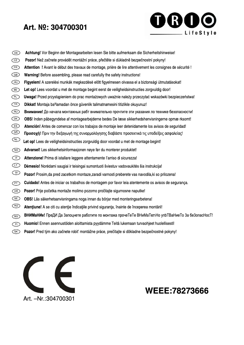 First page image of the manual for Toulon 304700301