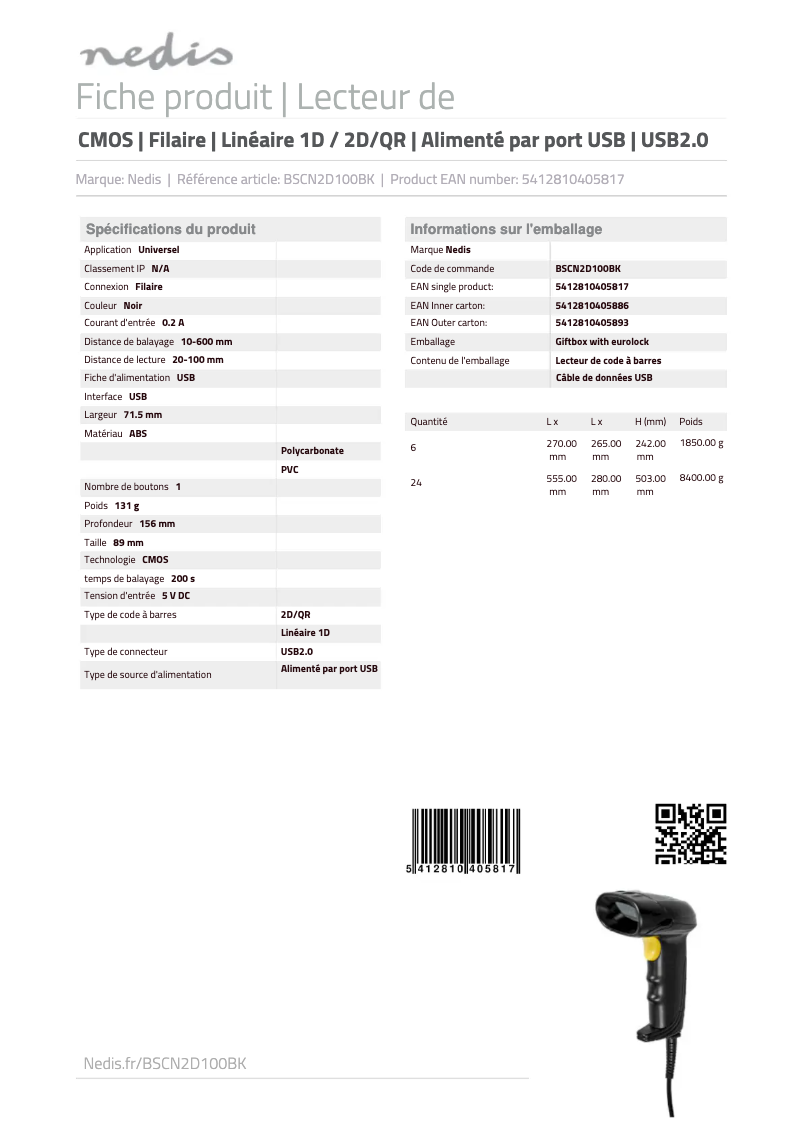 Page 1 of the manual User Manual Nedis BSCN2D100BK