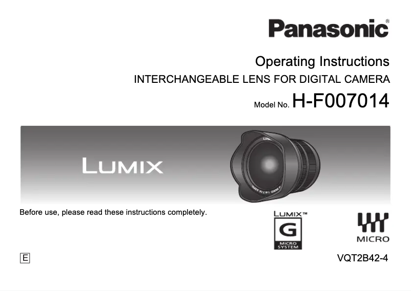 Page 1 of the manual User Manual Panasonic Lumix H-F007014