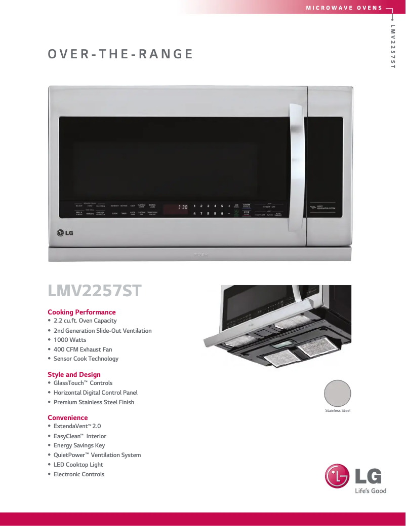 Page 1 of the manual Technical Sheet LG LMV2257ST