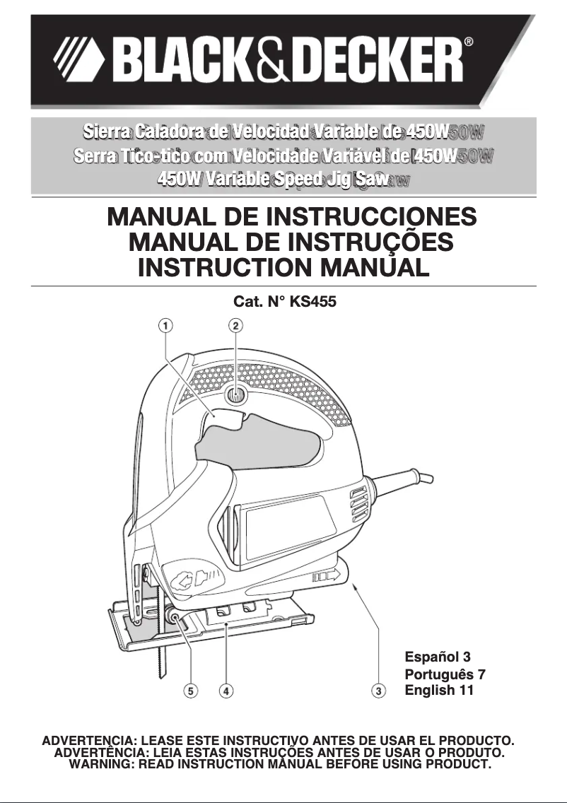 First page image of the manual for KS455