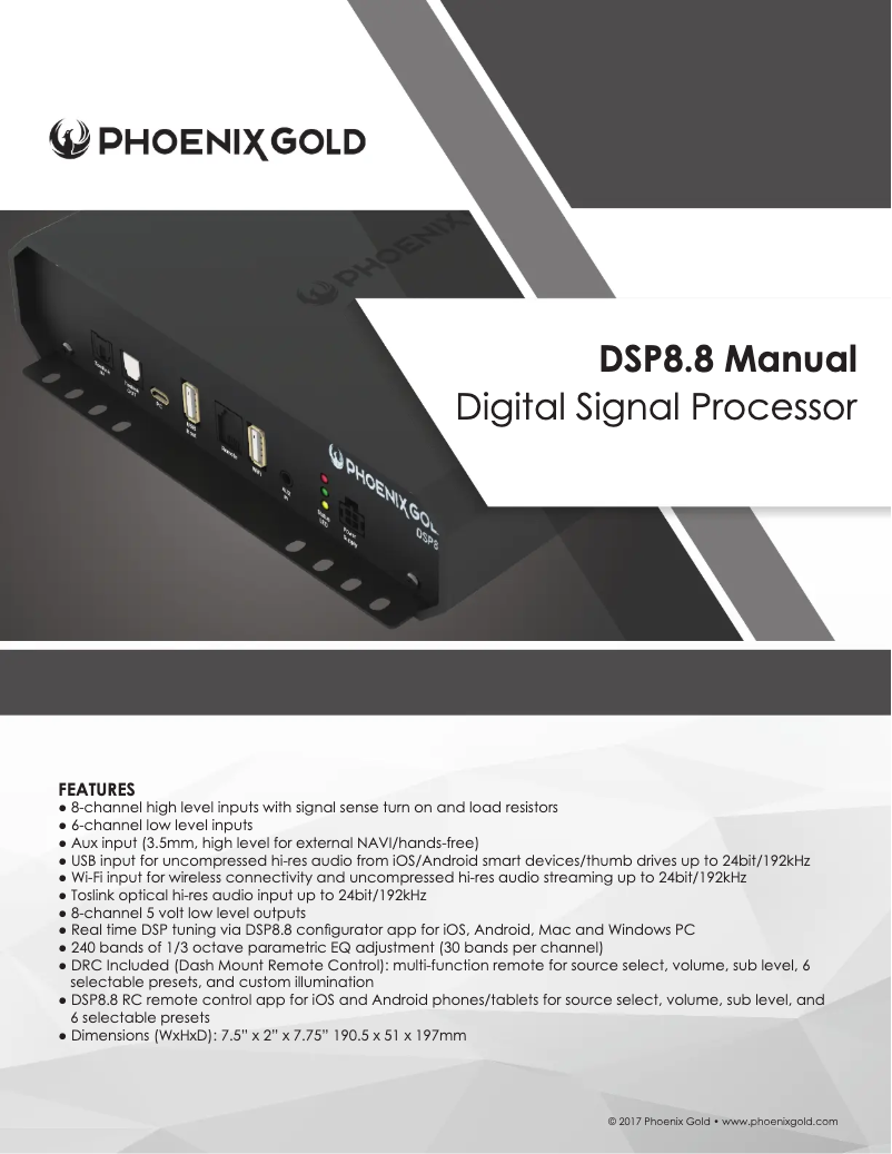 First page image of the manual for DSP8.8