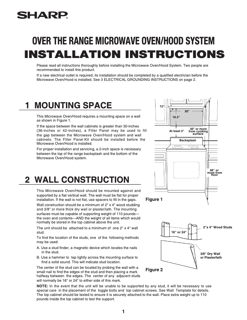 First page image of the manual for SMO1652DS