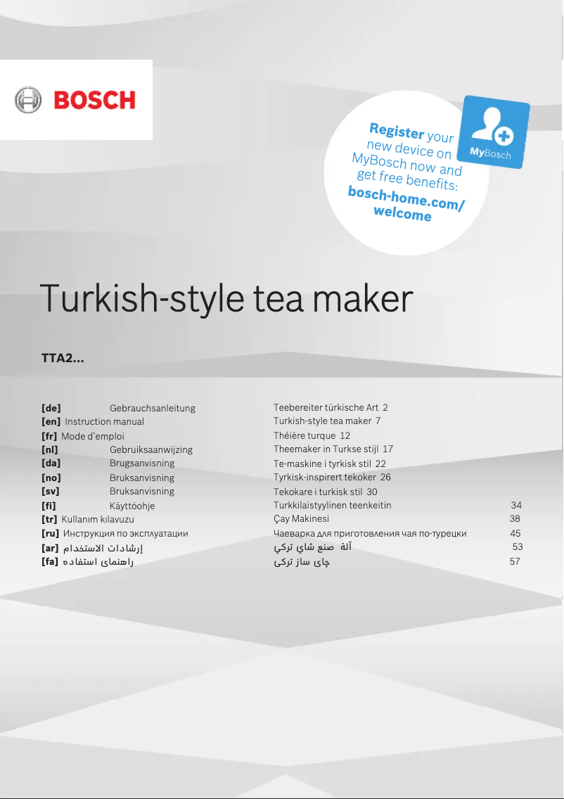 Page 1 of the manual Use and Maintenance Manual Bosch TTA2009