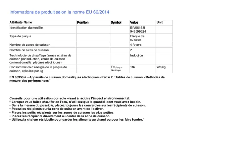 First page image of the manual for EIV66453I