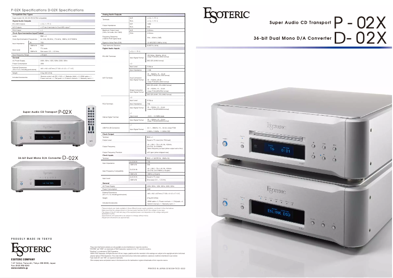 First page image of the manual for P-02X