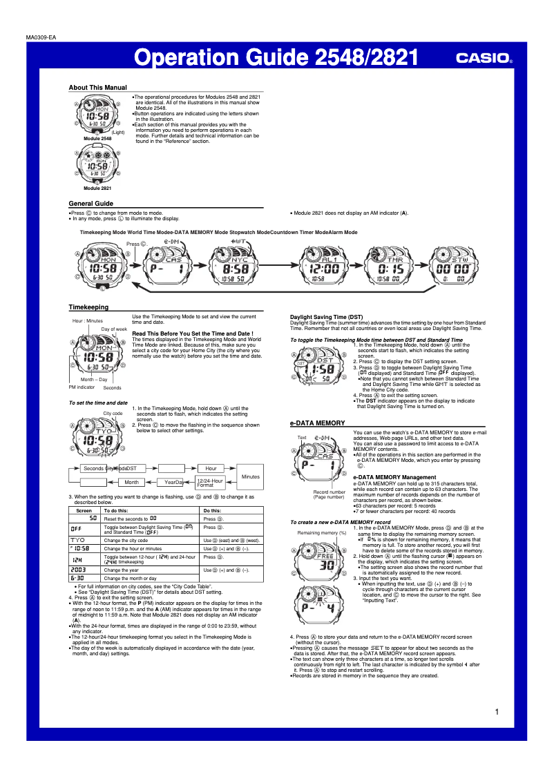 Page 1 of the manual User Manual Casio G-Shock G-2900F-1VER
