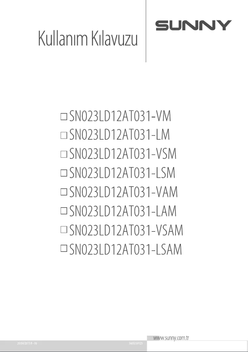 Page 1 of the manual User Manual Sunny SN023LD12AT031-LM