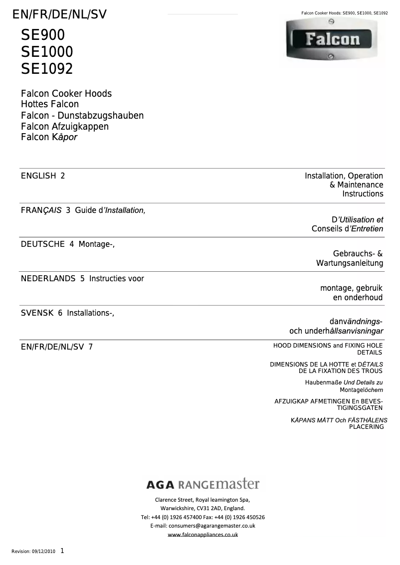 Page 1 of the manual User Manual Falcon FHDSE 1092