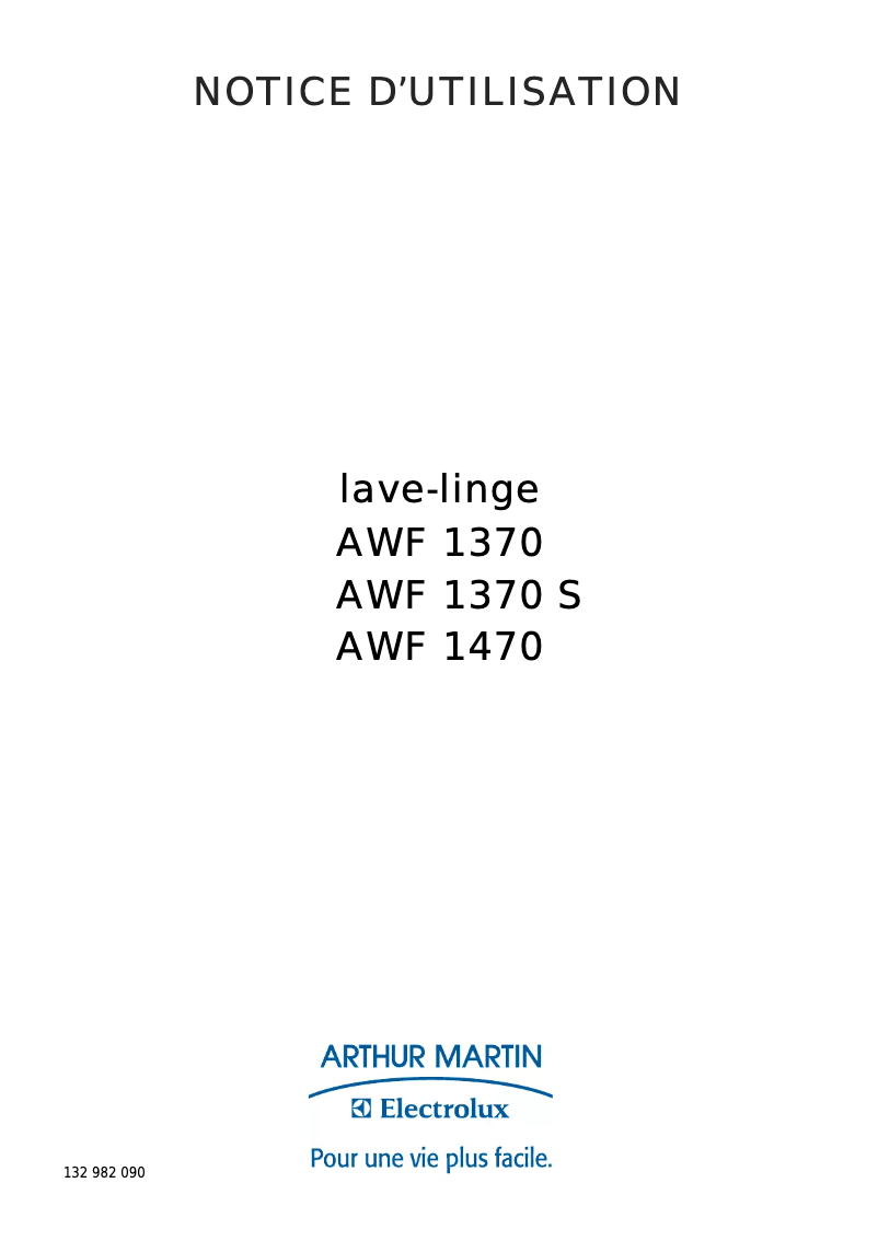 First page image of the manual for AWF 1370