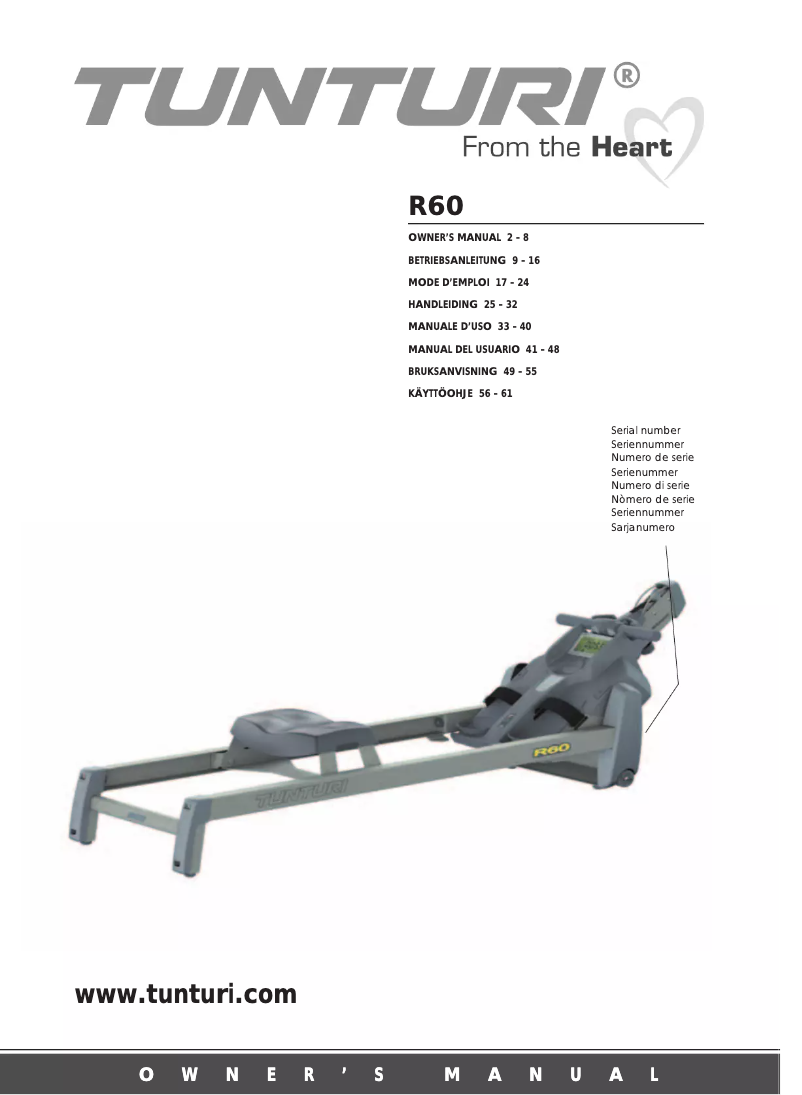 Page 1 of the manual User Manual Tunturi R60