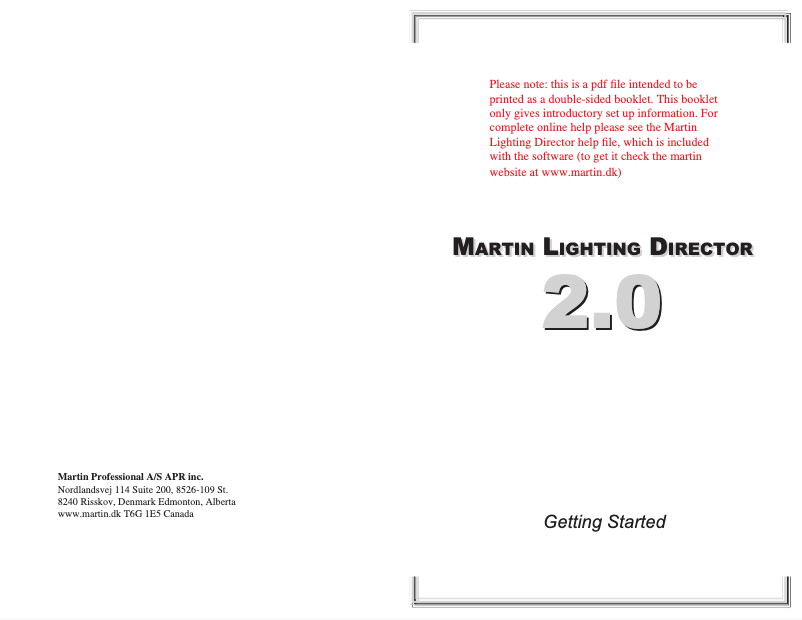 Page 1 of the manual User Manual Martin Lighting Director 2.0