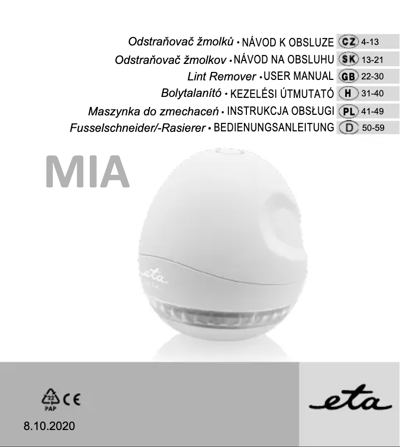 First page image of the manual for Mia 2260 90000