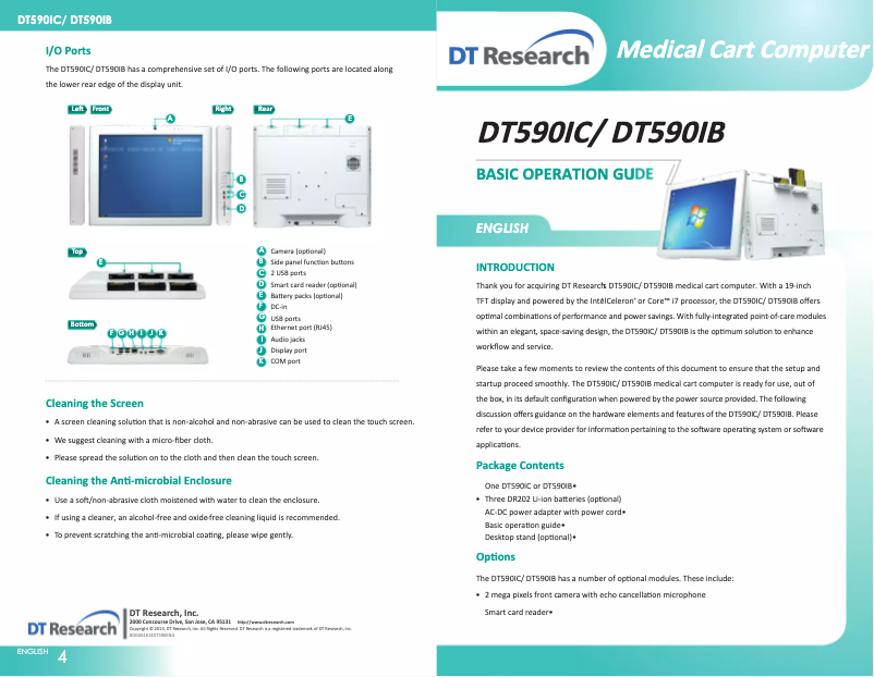 Page 1 of the manual User Manual DT Research DT590IC