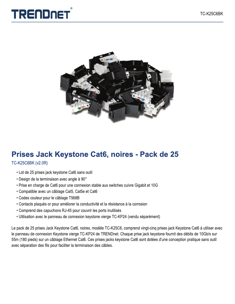 Page 1 of the manual Technical Sheet TRENDnet TC-K25C6