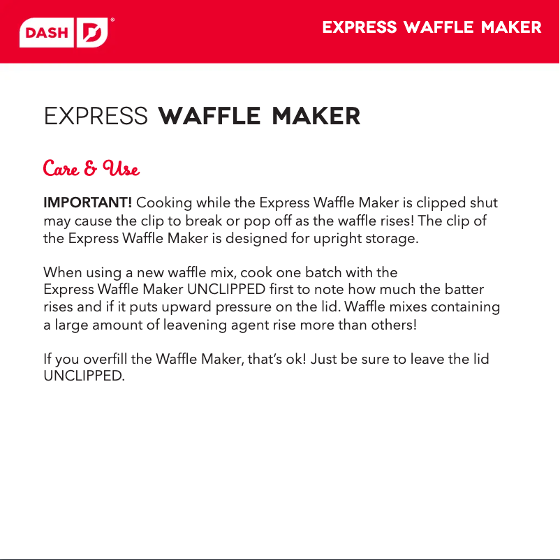 First page image of the manual for Express DEWM8100AQ