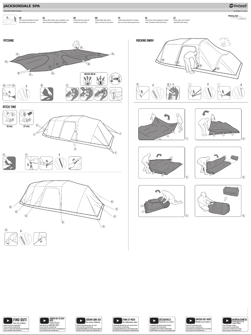 Page 1 of the manual Instruction Manual Outwell Jacksondale 5PA